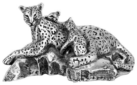 Silver Leopard and Cubs Sculpture A509