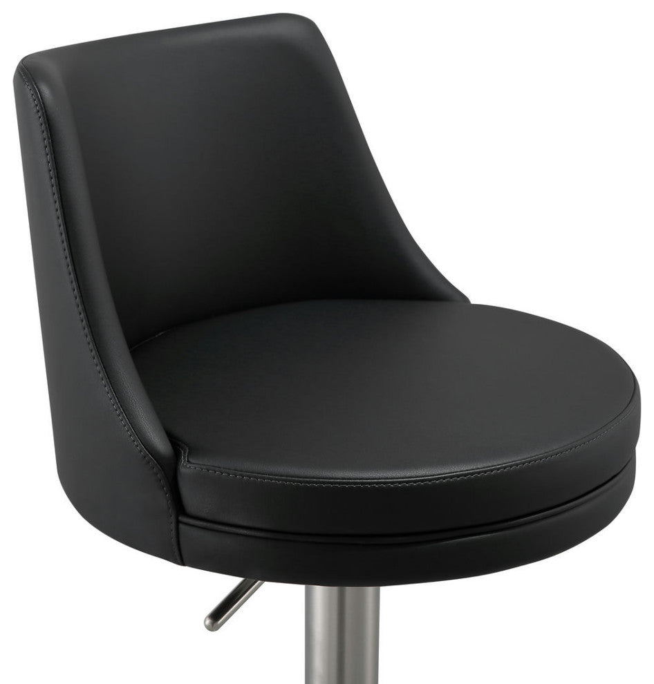Reagan Black and Silver Adjustable Stool