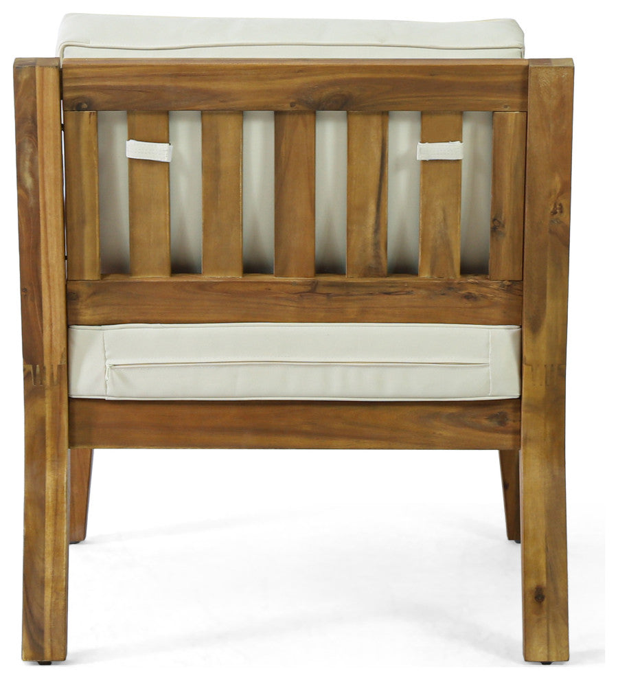 Camak Outdoor Acacia Wood Club Chairs with Cushions (Set of 2)