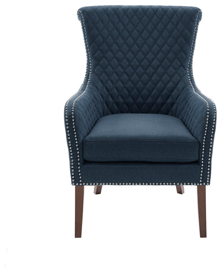 Madison Park Heston Low Armed Quilted Back Accent Chair, Navy Blue