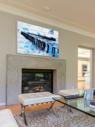 "Pier" Print on White Wood, 36"x24"