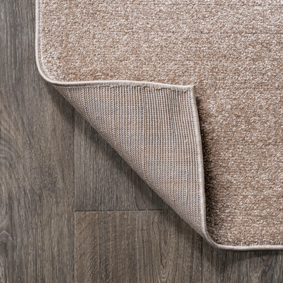 Haze Solid Low-Pile Runner Rug, Beige, 3 X 5 Oval