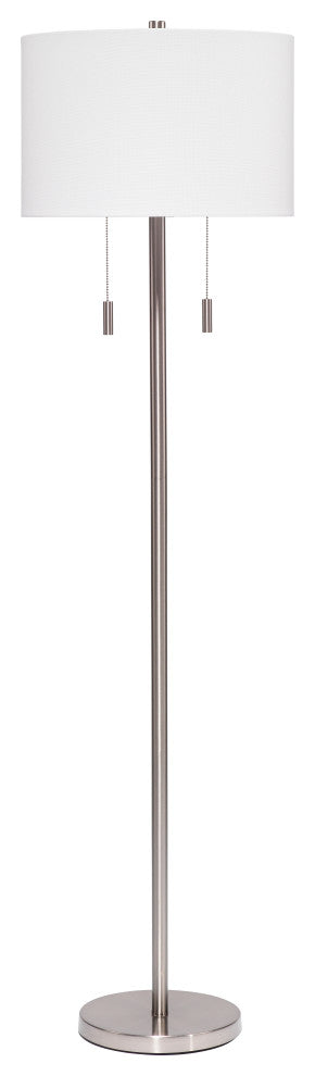 Lincoln 2-Light Metal Floor Lamp, Silver