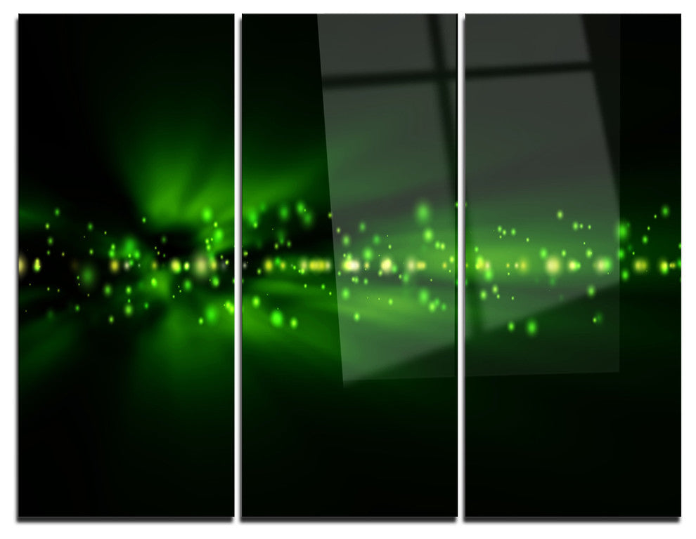 "Blurred Bright Green Lights" Photo Metal Wall Art, 3 Panels, 36"x28"