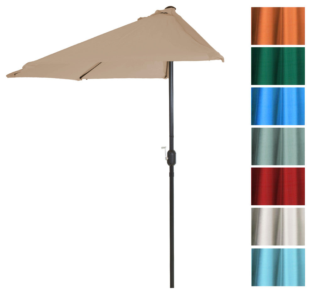 Pure Garden 9' Half Round Patio Umbrella, Sand