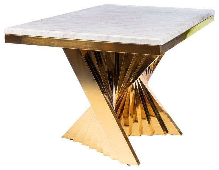 Waterfall Rectangle Marble Top Dining Table With Chairs, Silver/Black
