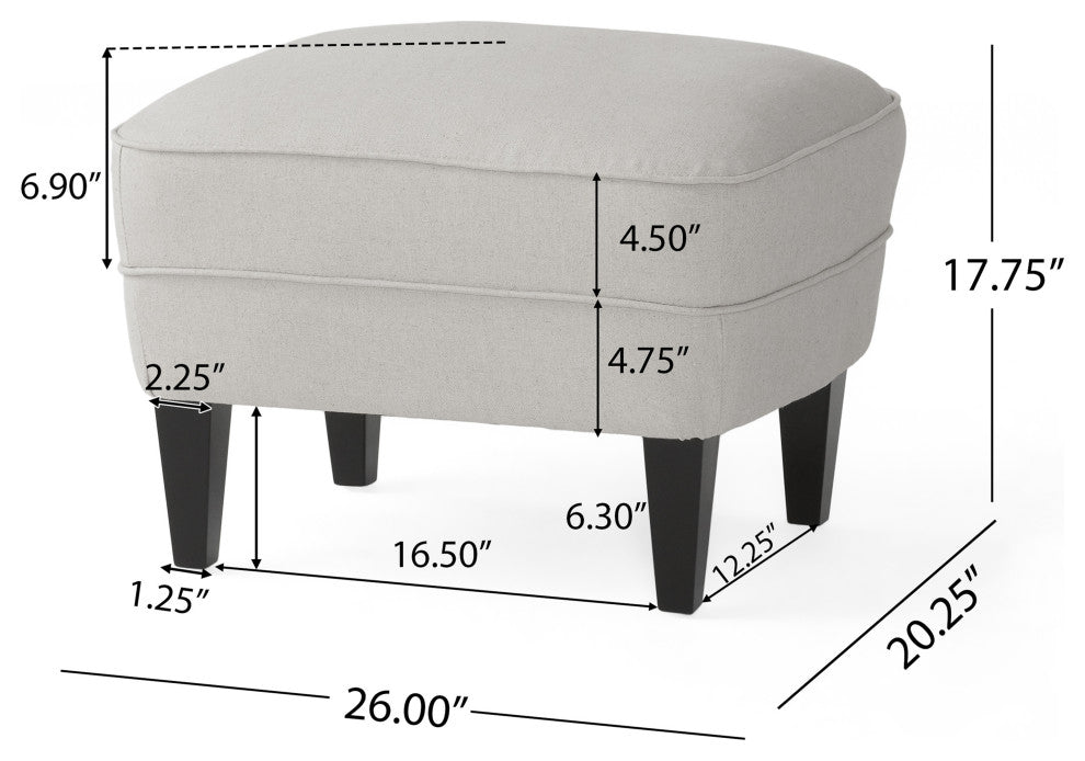 GDF Studio Teton Natural Fabric Club Chair and Ottoman