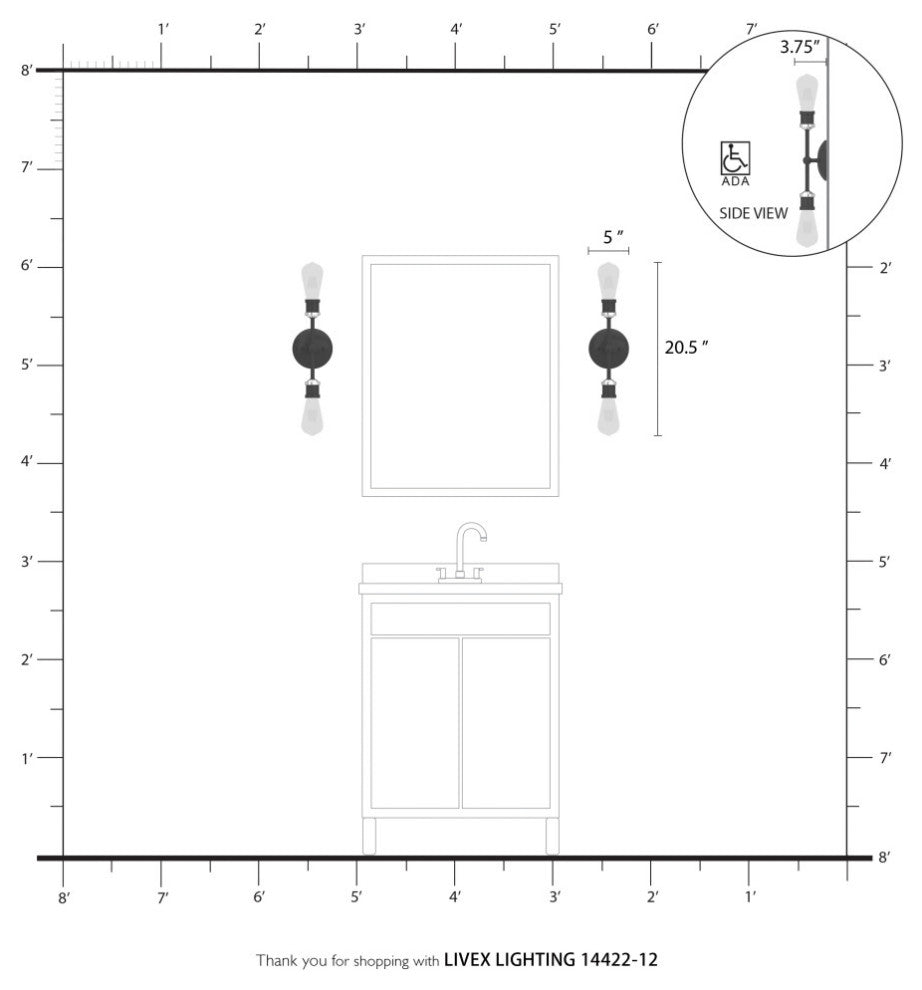 Lansdale 2 Light Satin Brass ADA Vanity Sconce