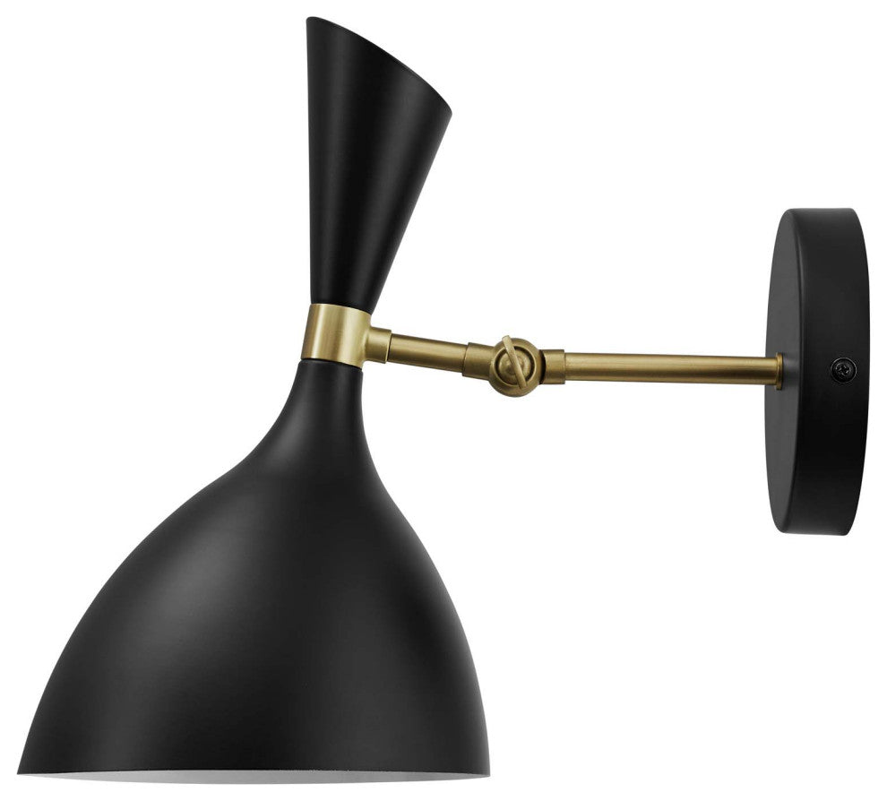 Sconce Wall Lamp Light Fixture, Black, Metal, Modern Cafe Bistro Hospitality