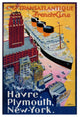 "Transatlantique-French Line / Paris-Havre-New York" Paper Art, 17"x24"