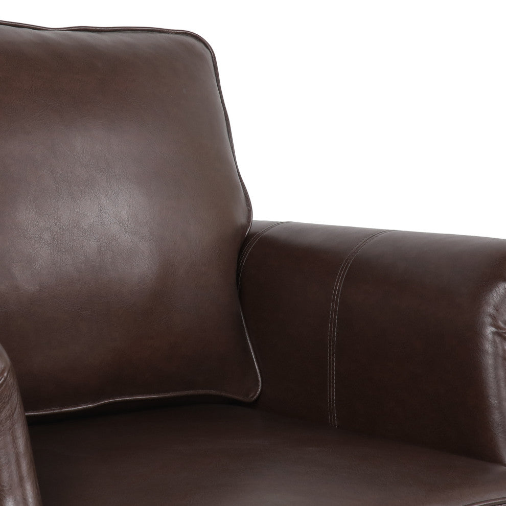 Burkehaven Contemporary Faux Leather Club Chair With Nailhead Trim, Dark Brown