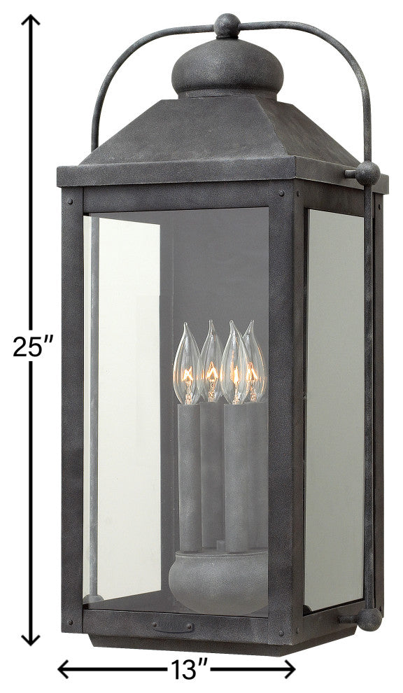 Hinkley Anchorage Large Wall Mount Lantern, Aged Zinc