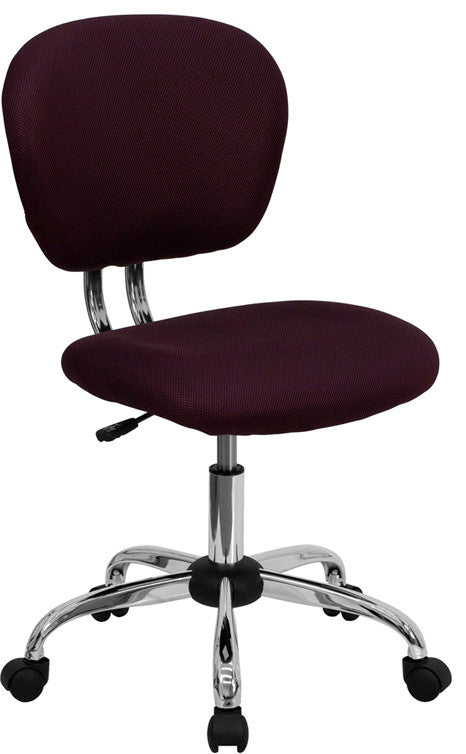 Mid-Back Mesh Swivel Task Chair with Chrome Base, Burgundy