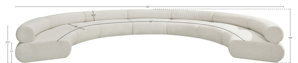 Bale Cream Chenille Fabric Modular Sofa, Cream, 7-Piece, Arc Shaped