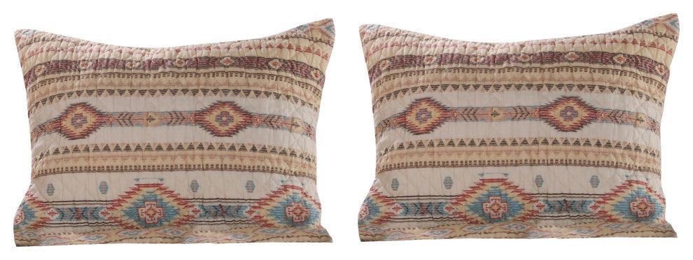 Benzara BM218909 King Size 3 Piece Quilt Set with Kilim Pattern, Multicolor
