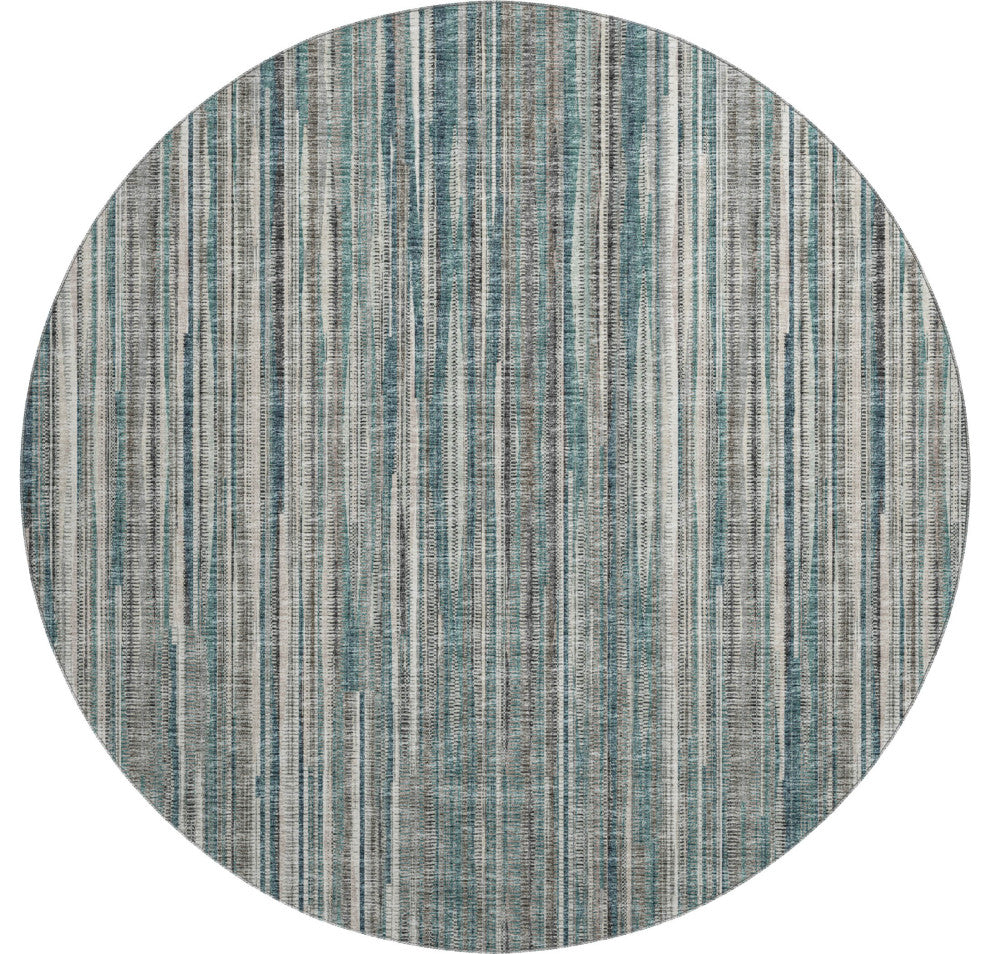 Premium Machine Washable Mayfield AMF31 Peacock 8' x 8' Round Rug