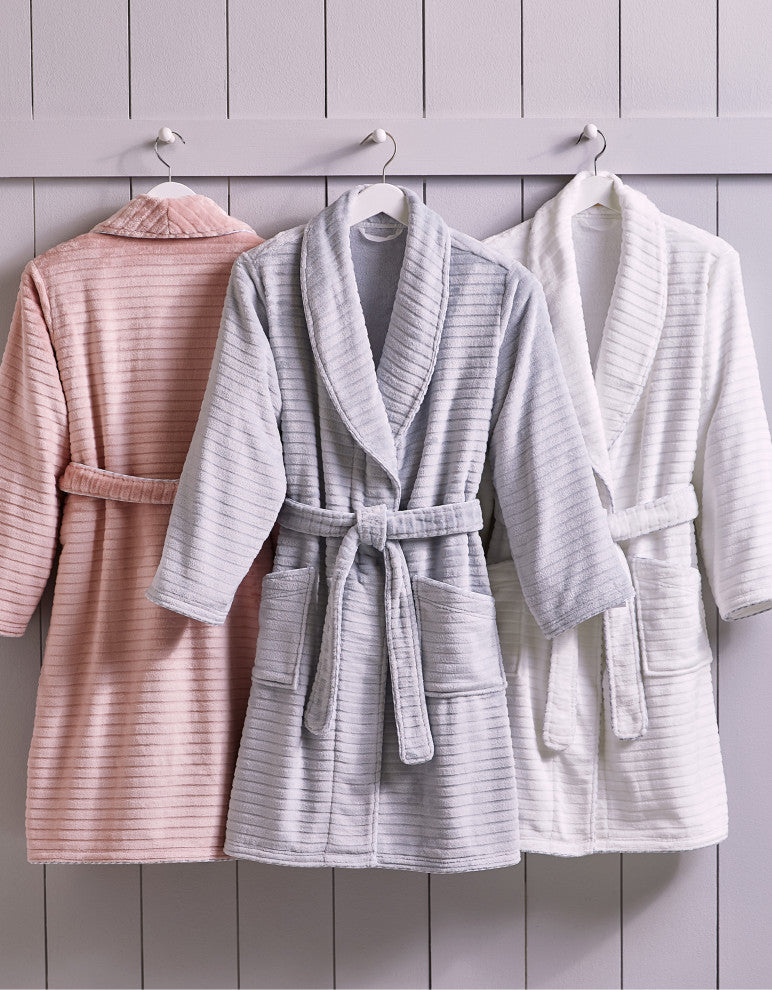 Well Being By Sunham Plush Robe, Grey, Large