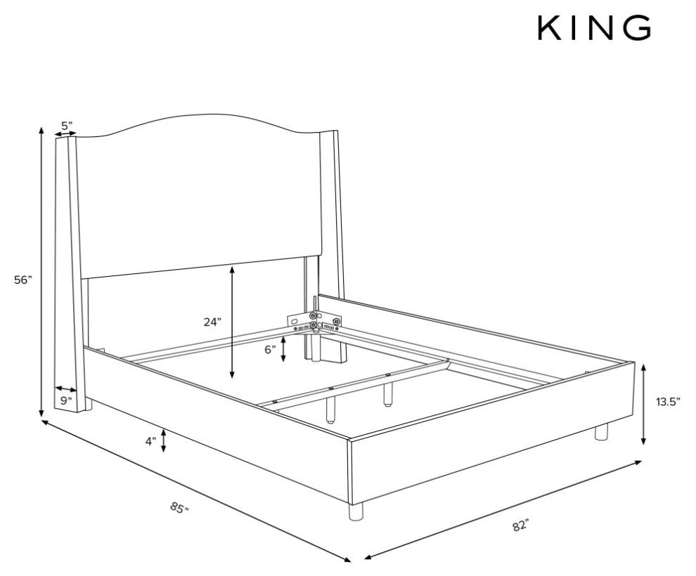 Camelback Wingback Bed, Milano Snow, King