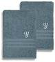 Denzi Bath Towels With Monogrammed Letter, Set of 2, Y