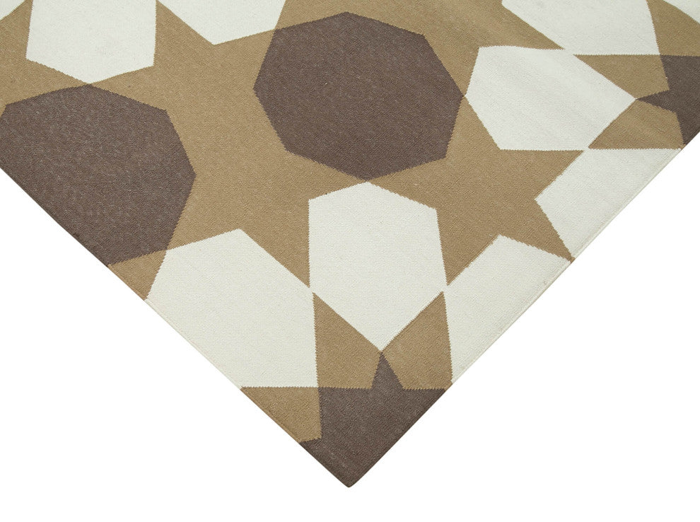 Rug N Carpet - Handmade Wool 6' 2'' x 8' 9'' Geometric Dhurrie Kilim Rug
