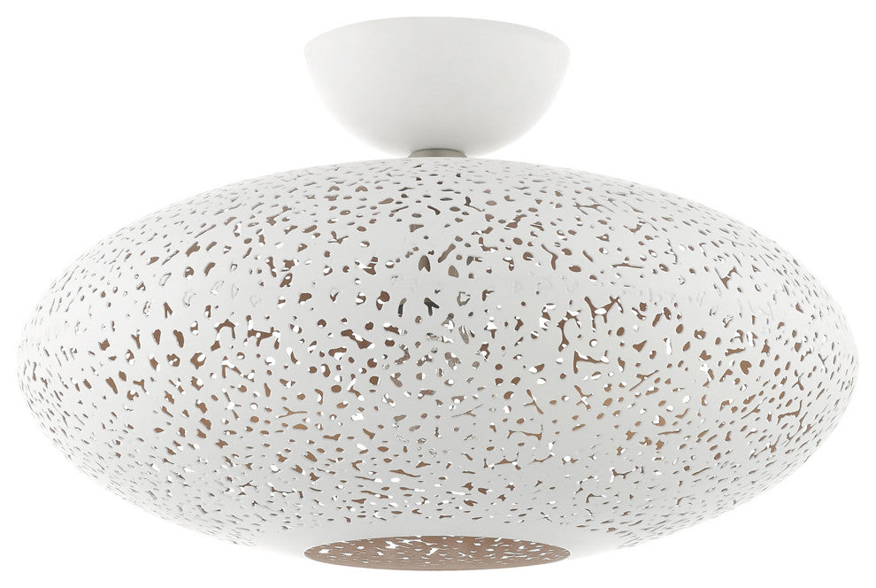 Livex Lighting Charlton 1 Light White With Brushed Nickel Accents Semi-Flush