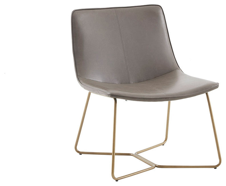Madison Park Fallon Modern Brown Leather Chair With Gold Metal Base
