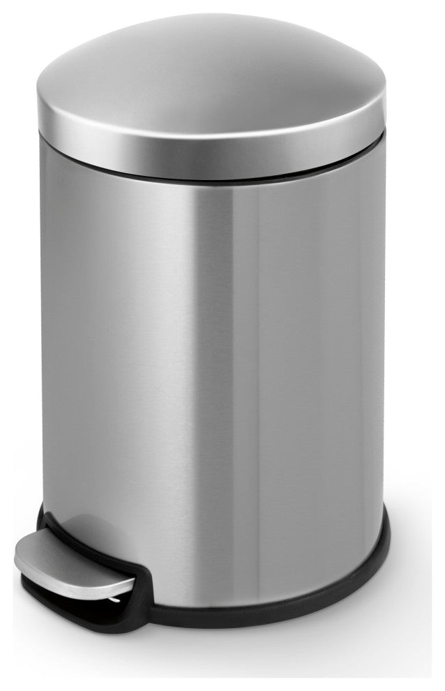1.3 Gal. Stainless Steel Brushed Fingerprint-Resistant Round Step-on Trash Can