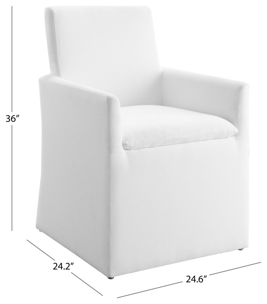 Marie Stain-Resistant Fabric Dining Armchair, White