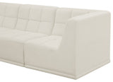 Relax Velvet Upholstered 4-Piece L-Shaped Modular Sectional, Cream