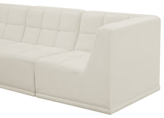 Relax Velvet Upholstered 4-Piece L-Shaped Modular Sectional, Cream