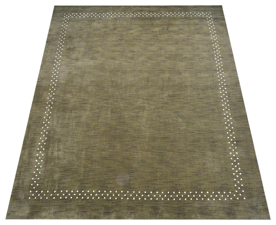 HAND KNOTTED LOOM WOOL ECO-FRIENDLY AREA RUGS - Rectangle, Green, Contemporary