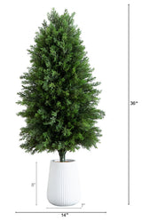 3ft. UV Resistant Artificial Cedar Tree, Decorative White Planter