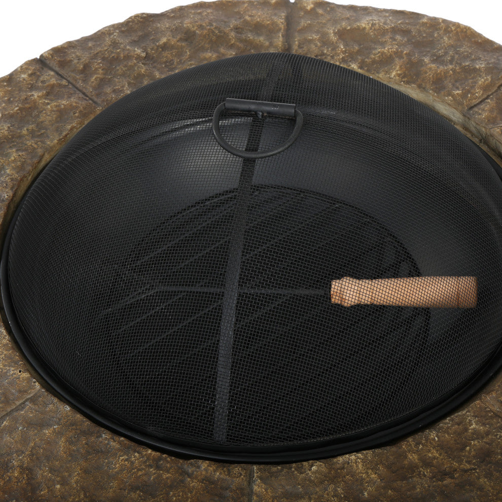 GDF Studio Taylor Outdoor Natural Stone Fire Pit
