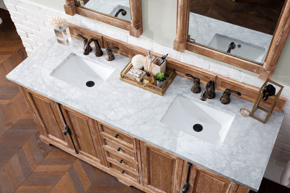James Martin 238-105-5711-3CAR 72" Double Vanity with Carrara Marble Top