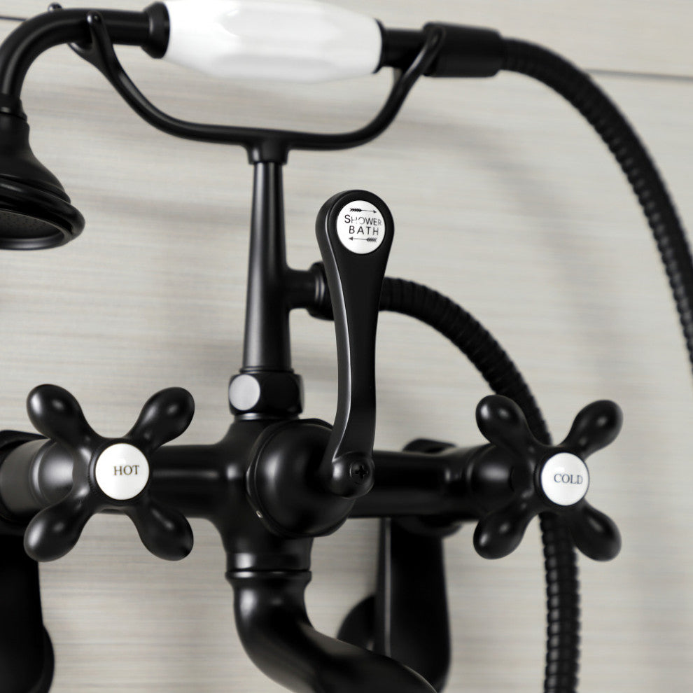 AE57T0 Wall Mount Tub Faucet With Hand Shower, Matte Black