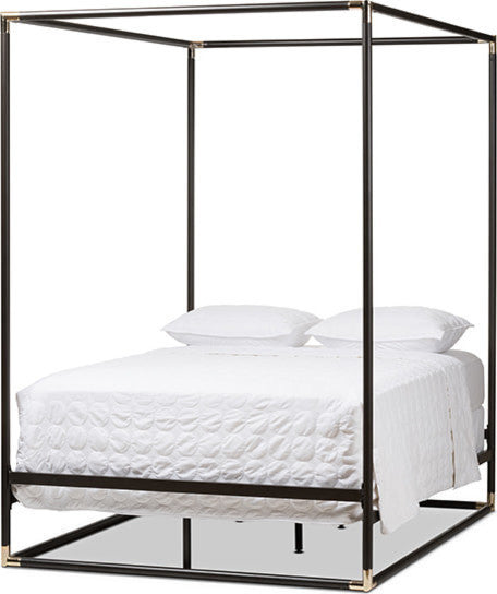 Eva Black Finished Metal Canopy Queen Bed