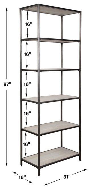 Uttermost 22960 Baldwin 31"W 6 Shelf Display Shelf - Iron / White Wash