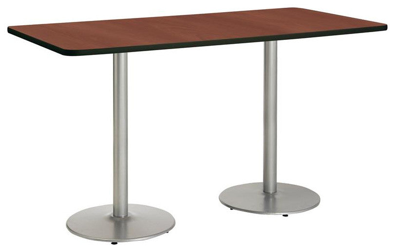 KFI Mode 42" x 96" Conference Table Mahogany Round Silver Base Bistro Height