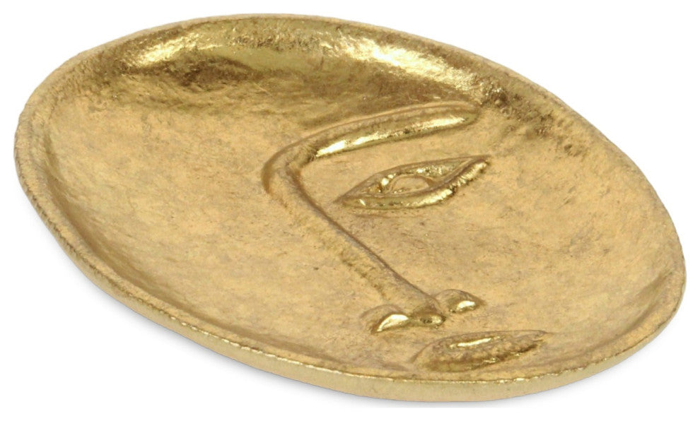 Roven Cara Golden Cast Iron Abstract Face Dish