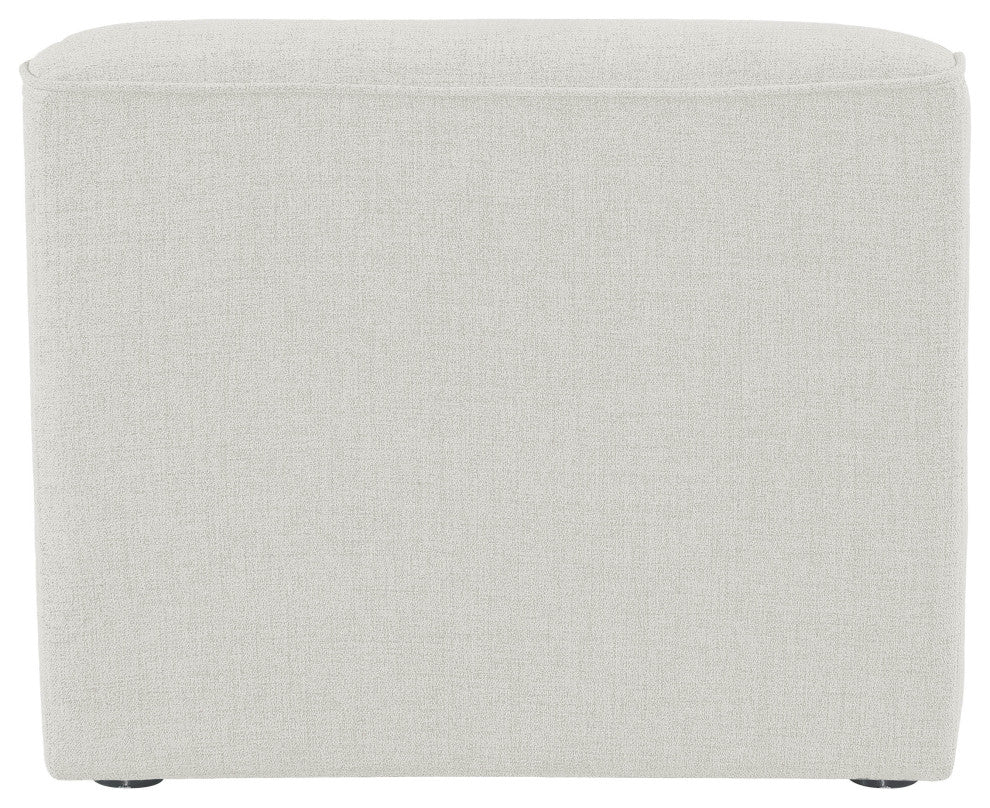 Miramar Linen Textured Fabric Upholstered Armless Chair, Cream