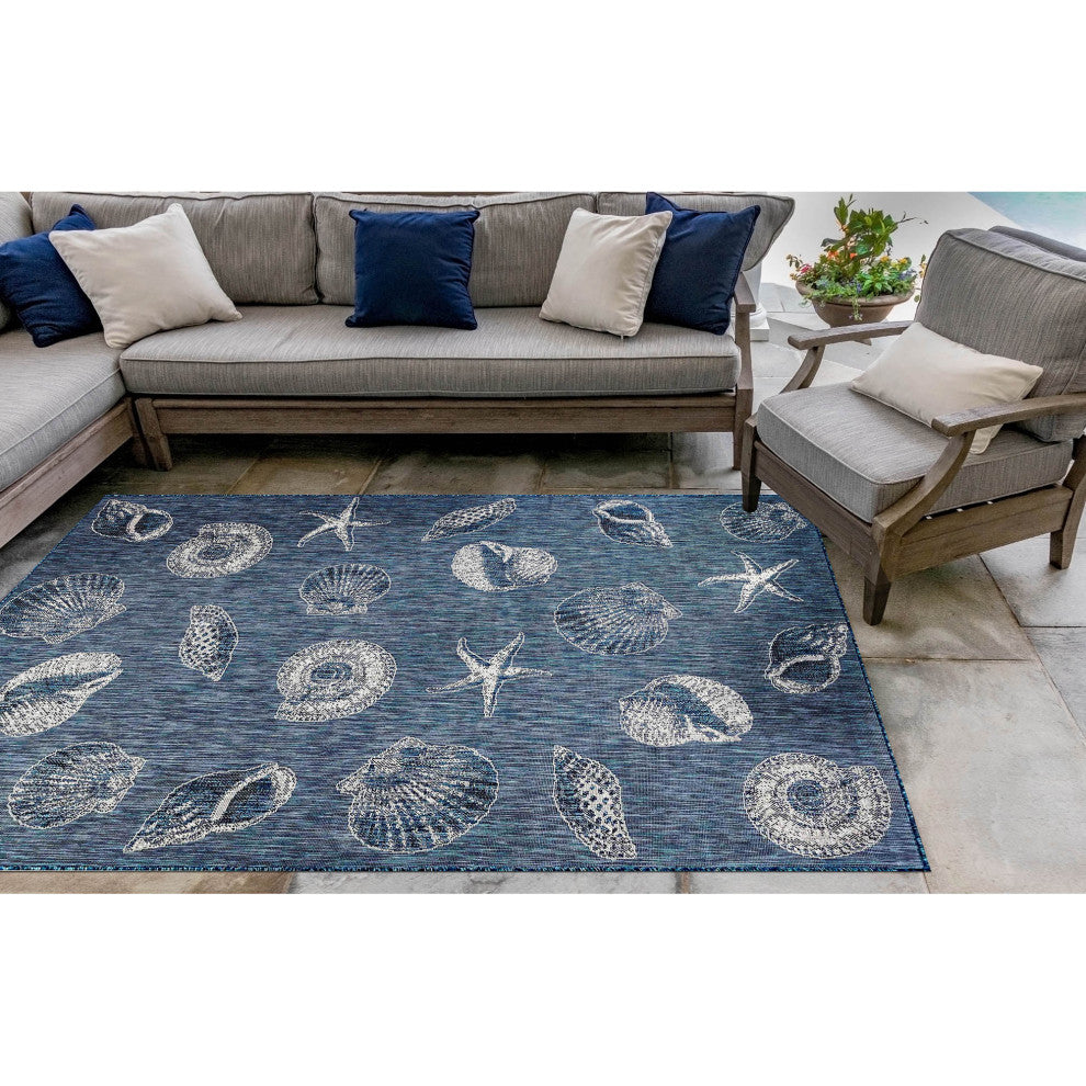 Carmel Shells Indoor/Outdoor Rug, Navy, 6'6"x9'3"