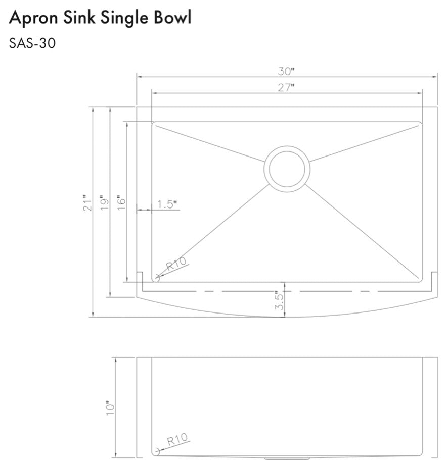 ZLINE Farmhouse Single Bowl Sink in Stainless Steel with Bottom Grid