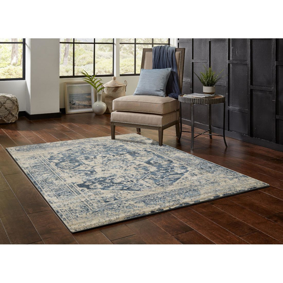 KAS Heritage 9368 Ivory/Blue Traditions Area Rug, 7'7" x10'10"