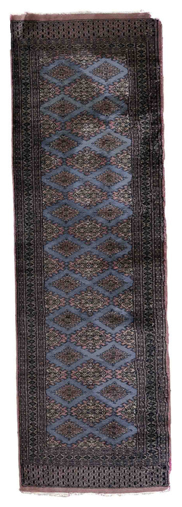 Handmade Vintage Uzbek Bukhara Runner 2.4'x8', 75cmx244cm 1960s