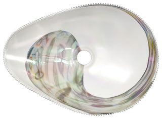 Amalfi Murano Glass Bathroom Sink, White Abalone