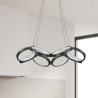 Philo Modern 1 Light Matte Black White Metal Chandelier