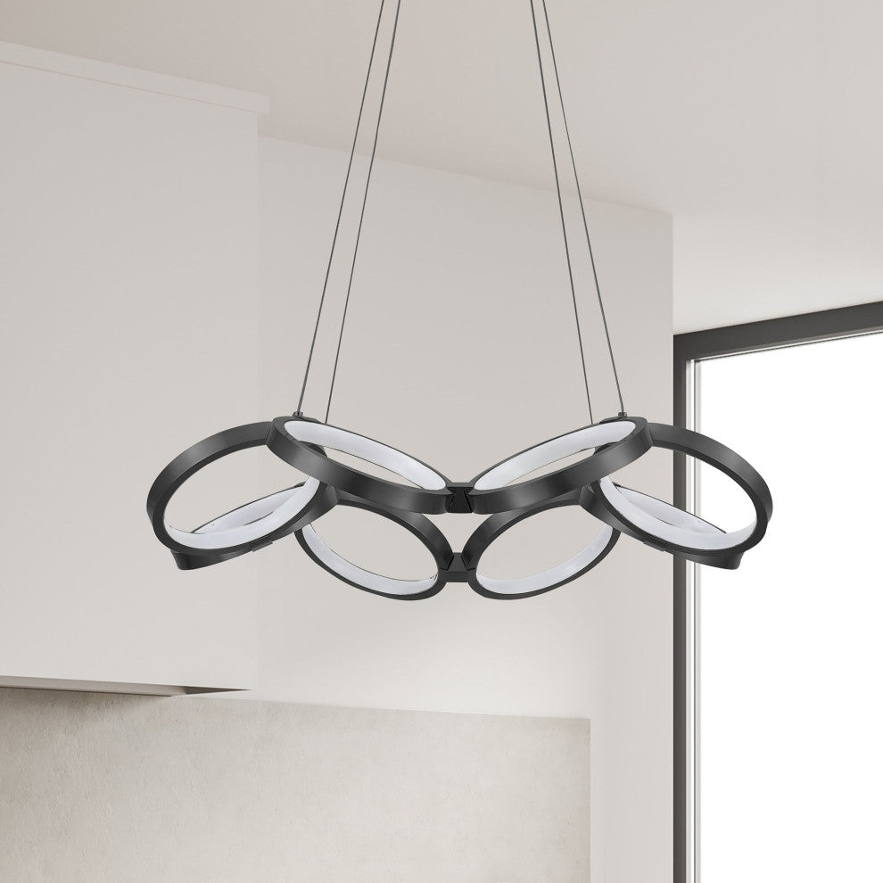 Philo Modern 1 Light Matte Black White Metal Chandelier