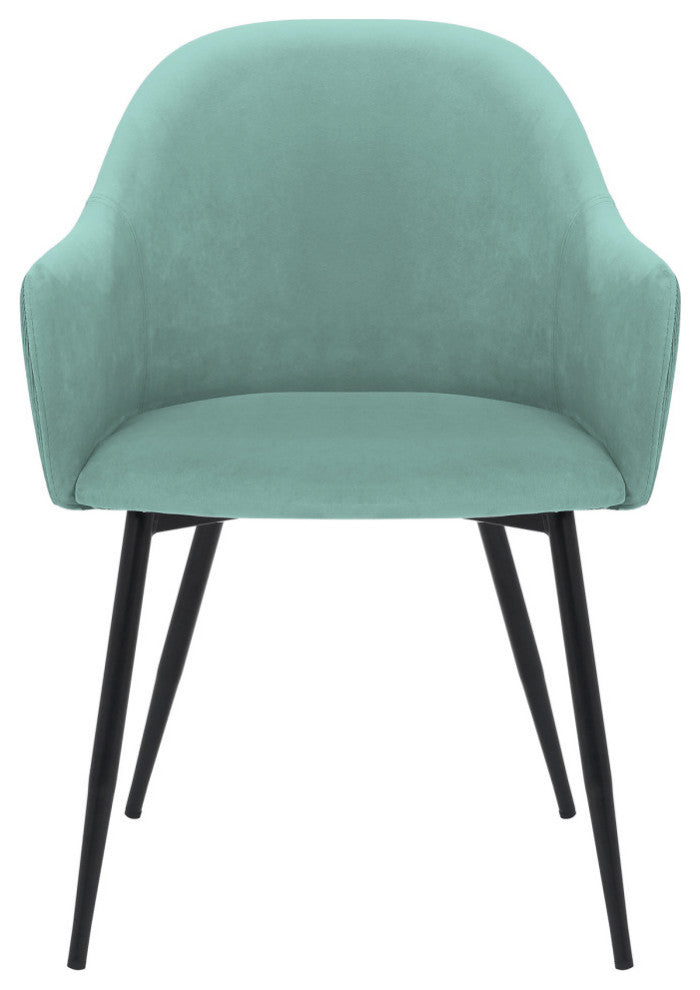 Pixie Fabric Dining Room Chair With Black Metal Legs, Teal