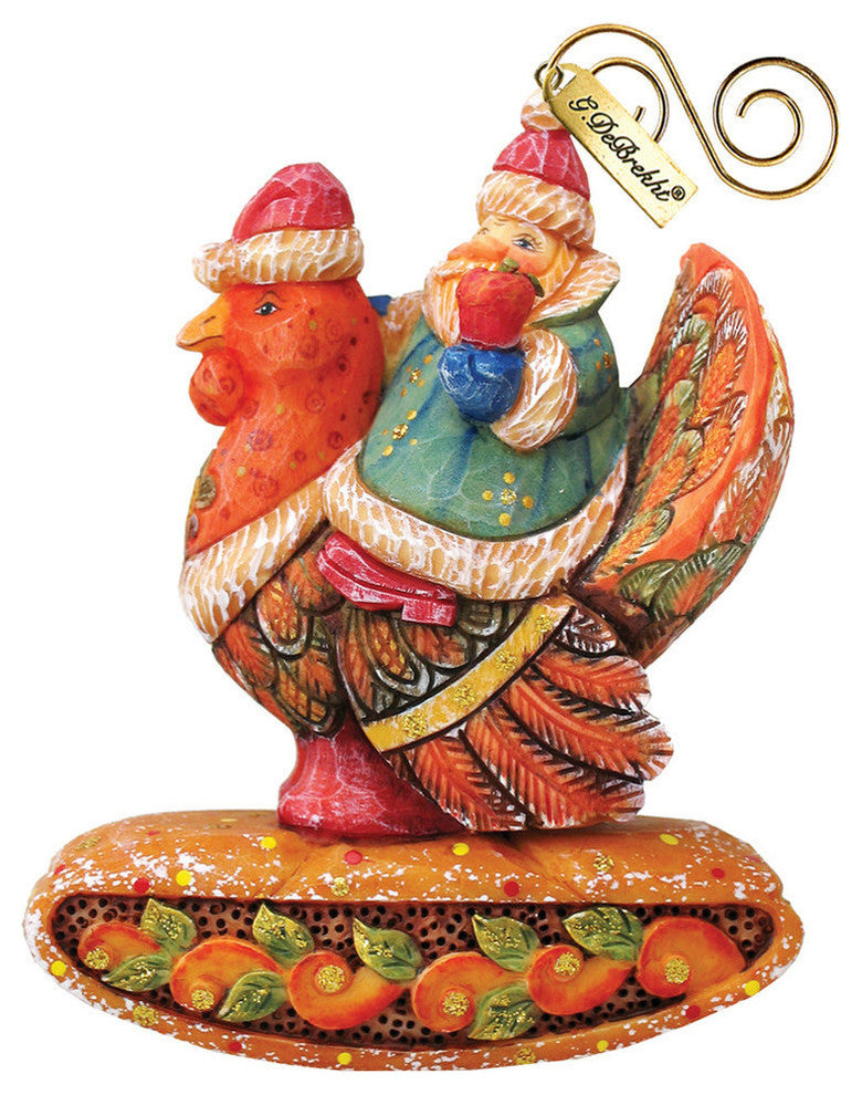 Hand Painted Santa On Turkey Figurine Ornament