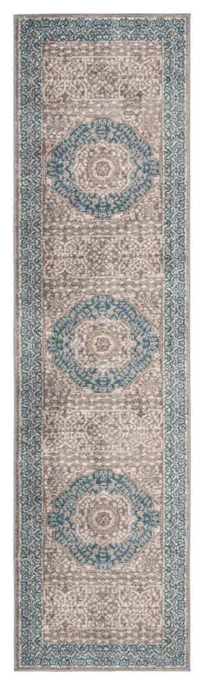 Safavieh Sofia Collection, SOF365 Rug, Light Grey/Blue, 2'2"x6'